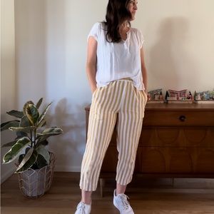 Madewell canvas yellow striped pants
